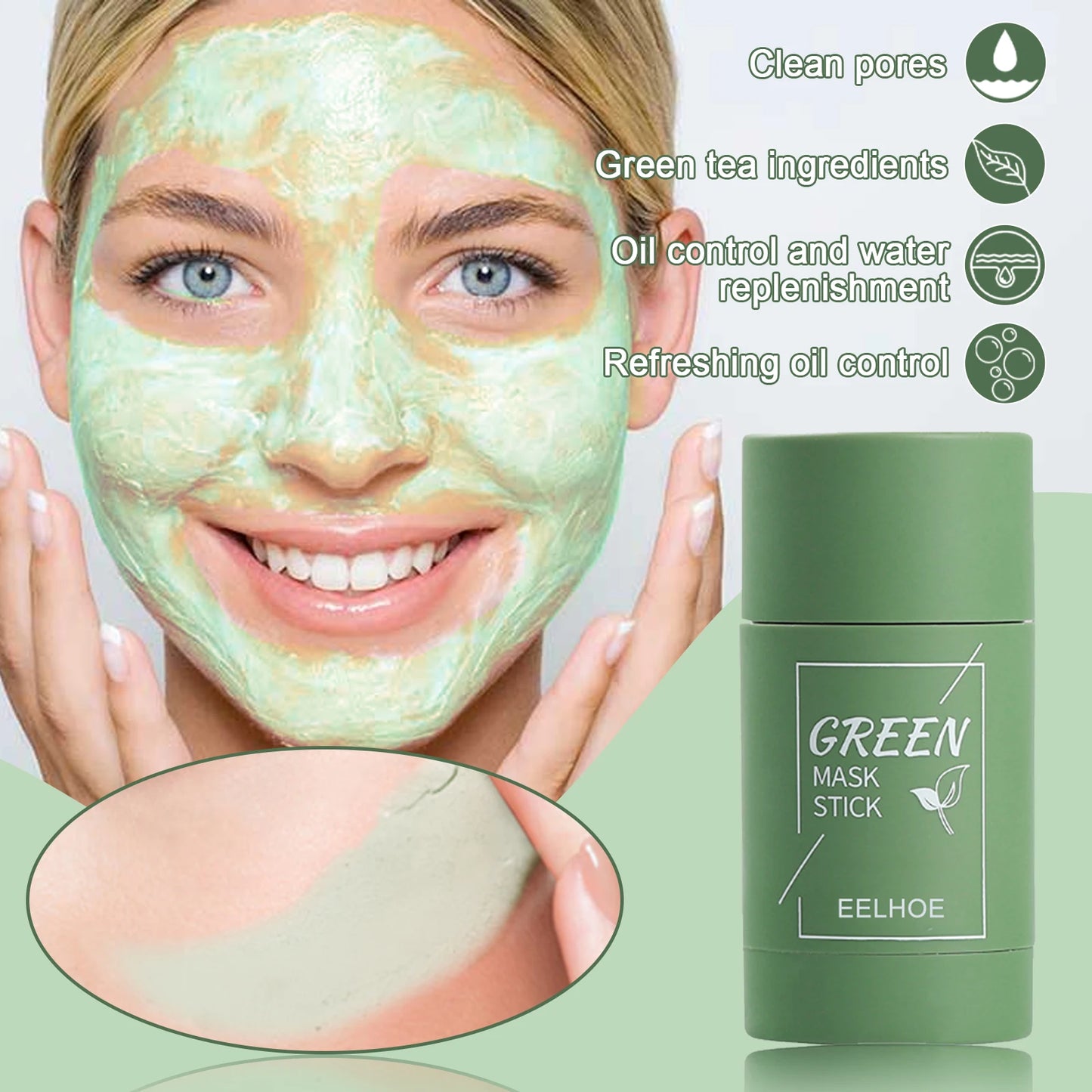 Green Tea Solid Cleansing Mask Stick – Pore & Blackhead Care