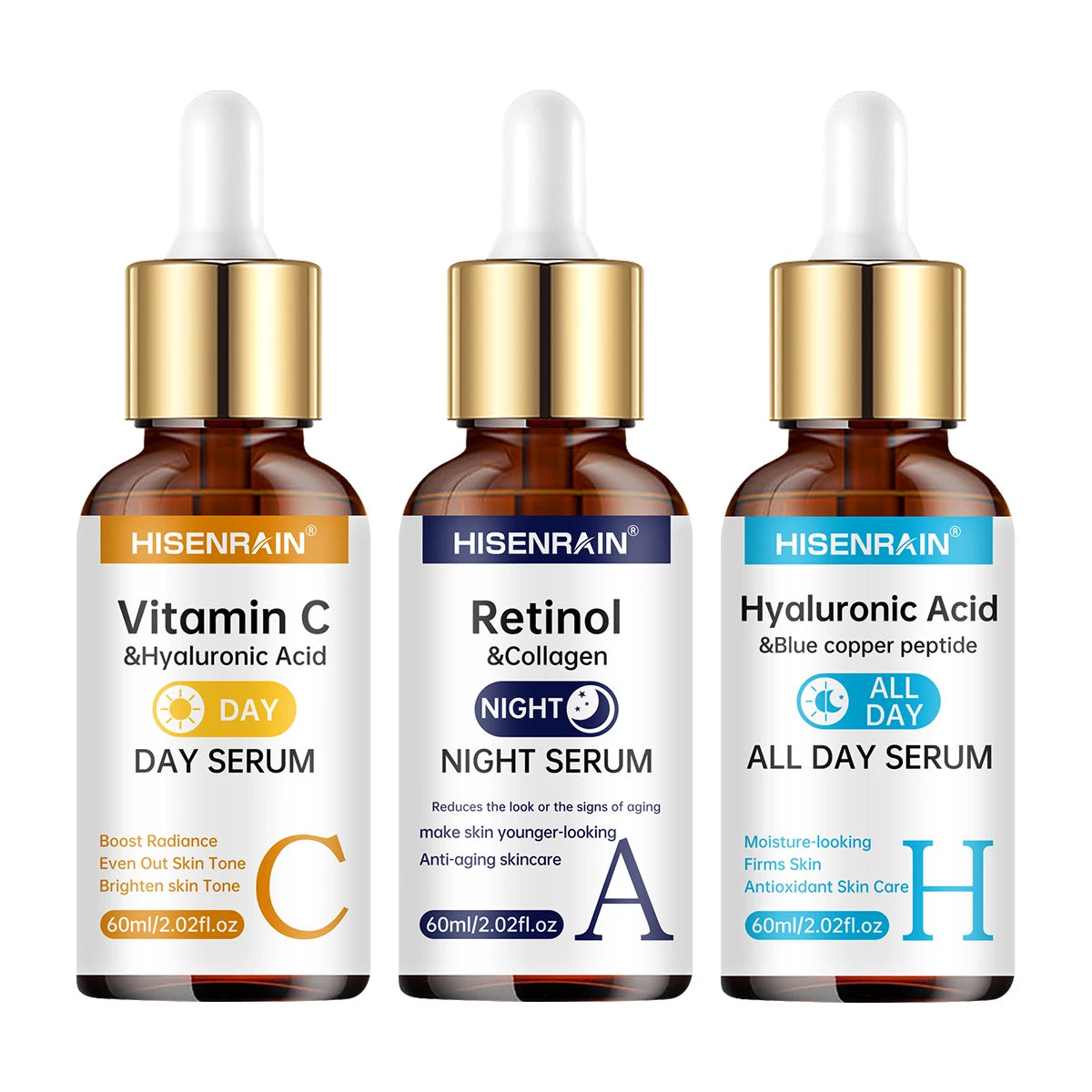 HISENRAIN Vitamin C Retinol Hyaluronic Acid Serum Duo Face Serum Duo Peaceful Pleasures Health and Wellness 60ml-ACH