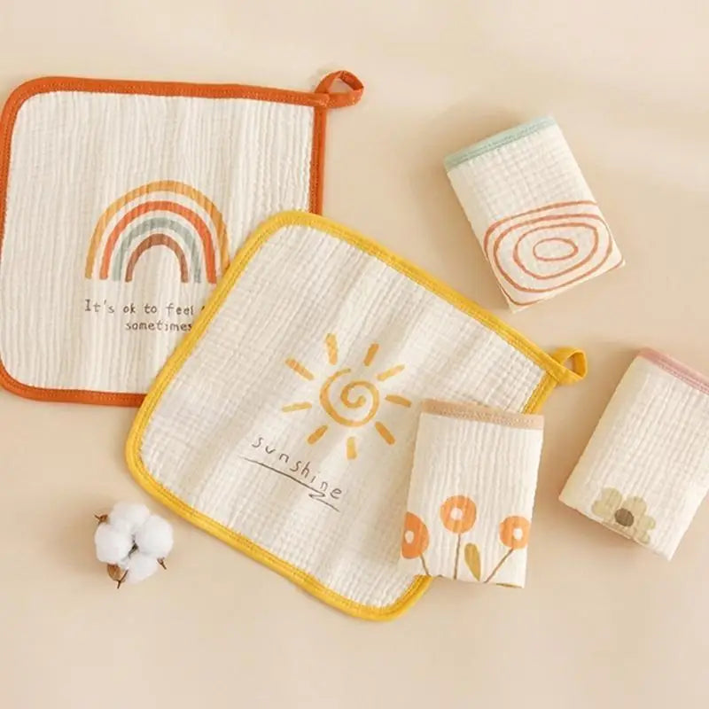 4-Layer Cotton Baby Washcloth | Soft Absorbent Crepe Towel