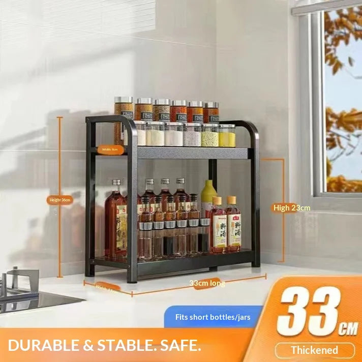 Modern Household Kitchen Spice Rack Countertop Storage Organizer Multifunctional Shelving Unit For Cooking Essentials Peaceful Pleasures Health and Wellness 30cm 2 Layers A