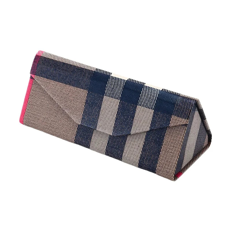 Triangle Folding Glasses Case | Plaid Snakeskin Sunglasses Box
