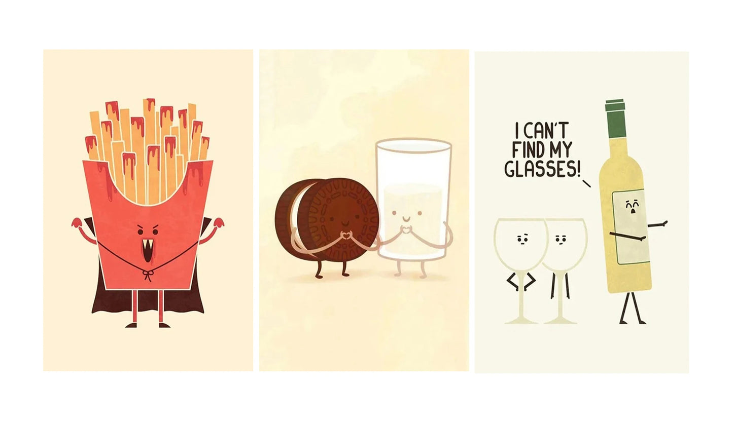 Funny Food Vintage Canvas Wall Art Poster | Bar & Kitchen Decor