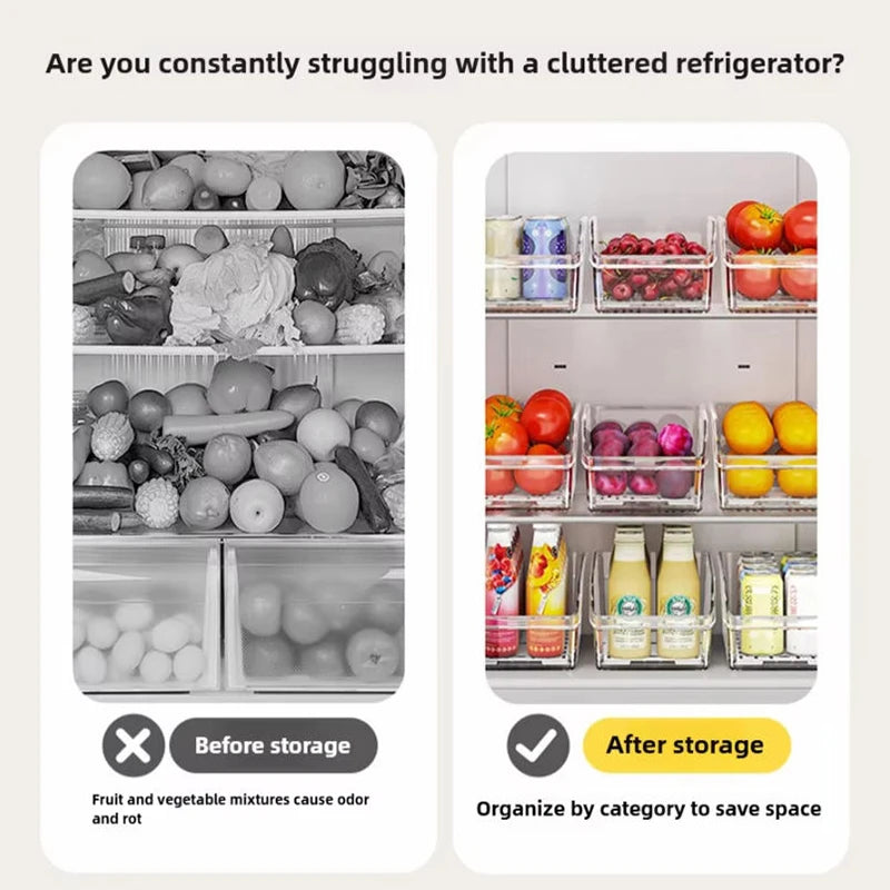 Clear Refrigerator Organizer Bins – Plastic Storage Containers for Fridge