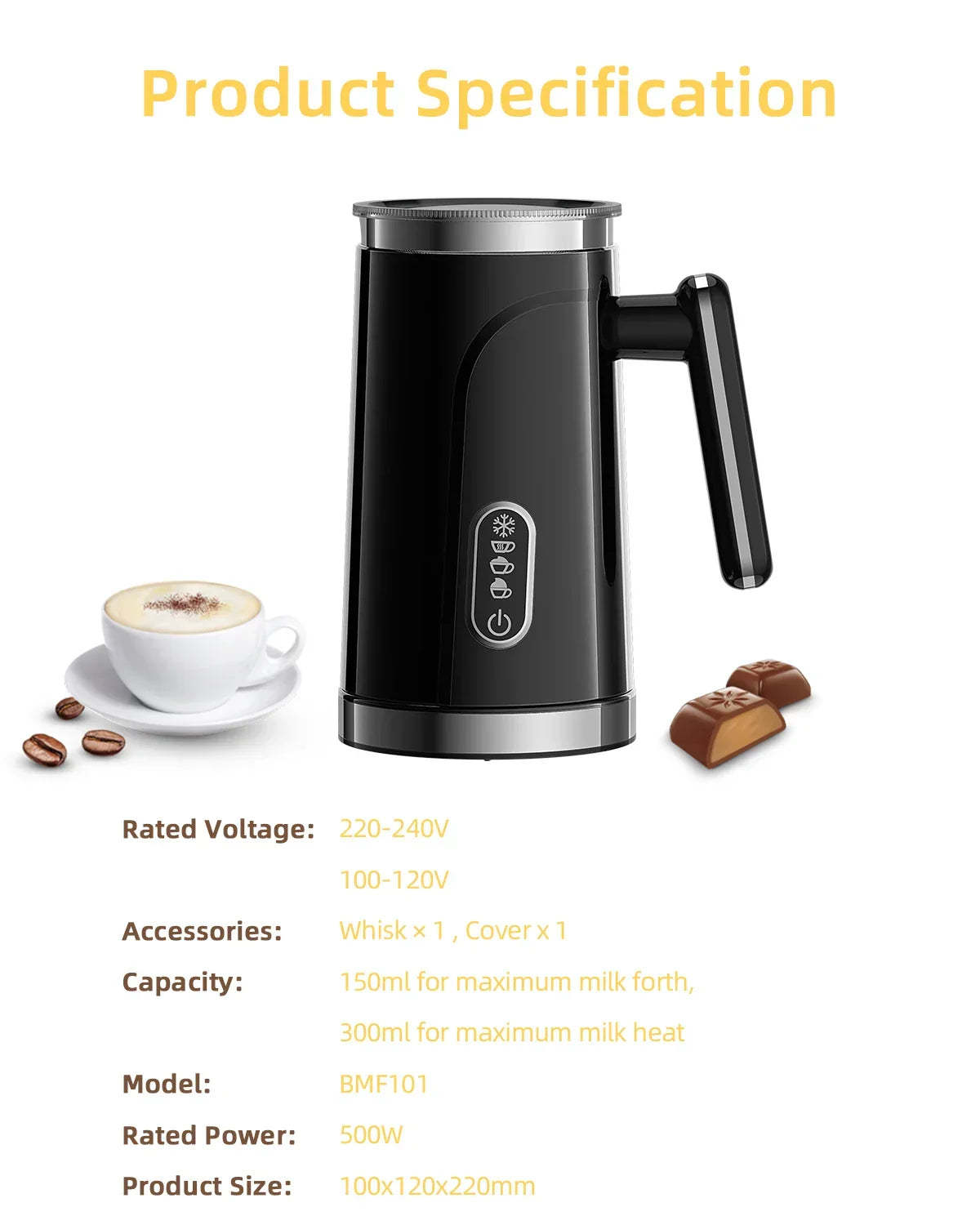 BioloMix 4-in-1 Automatic Milk Frother & Warmer 500W Milk Frother Peaceful Pleasures Health and Wellness