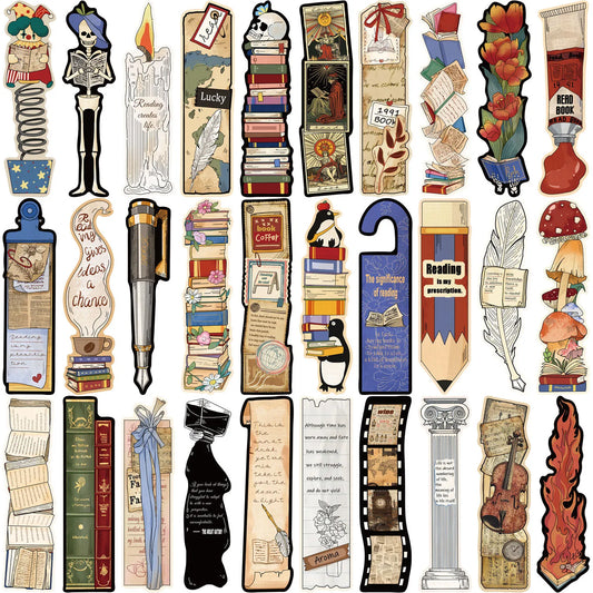 30-Piece Vintage Reading Series Minimalist Scrapbooking Bookmarks Peaceful Pleasures Health and Wellness 30pcs