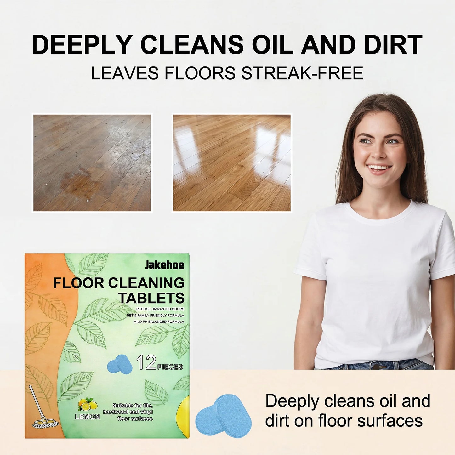 12-Pack Floor Cleaning Tablets – Wood, Tile & Marble Cleaner