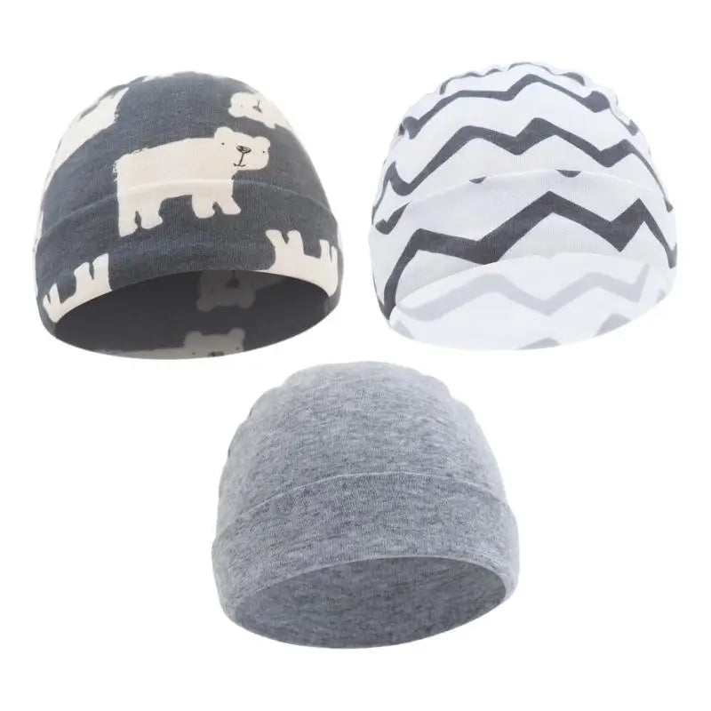 3-Pack Soft Cotton Baby Hats | Newborn Caps 0–6 Months