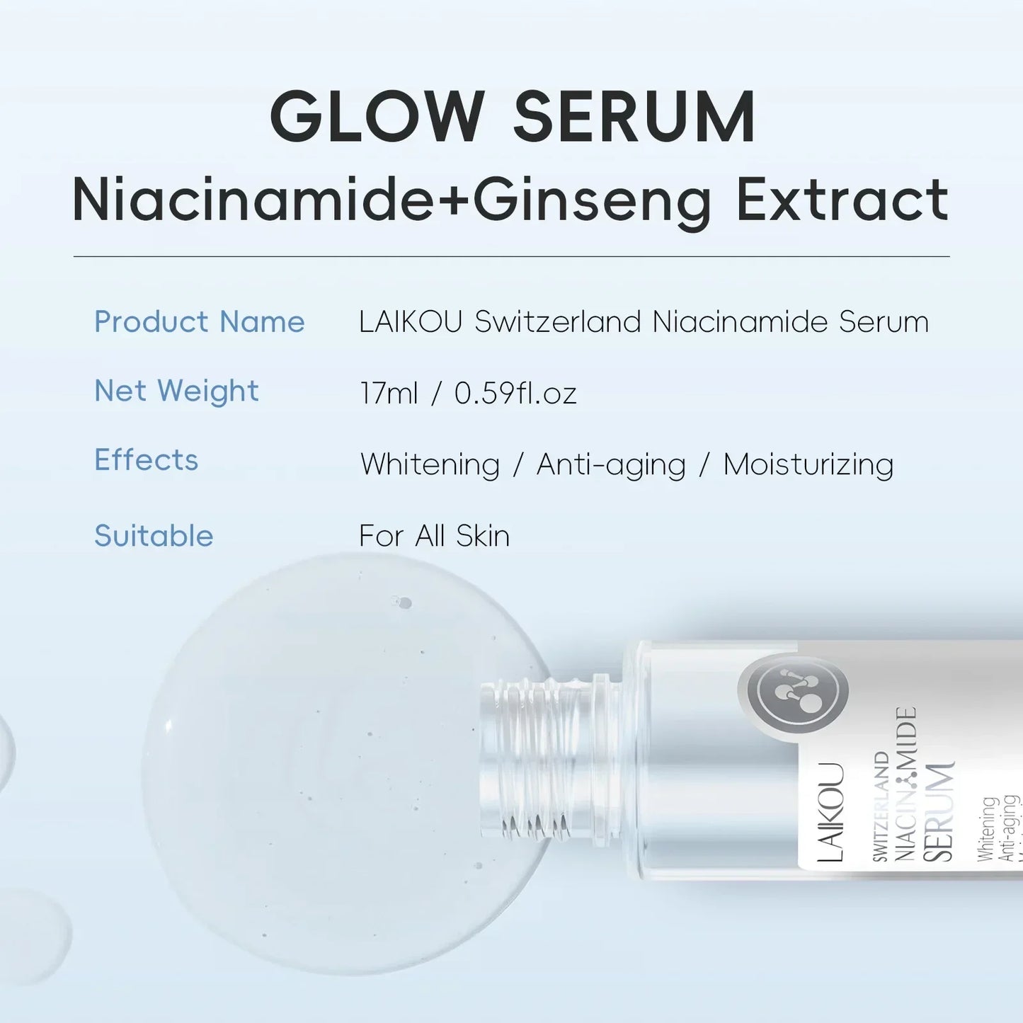 Laikou Nicotinamide Facial Essence – Brightening & Moisture 17ml
