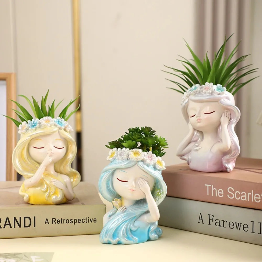 Fairy Head Resin Planter | Cute Succulent & Flower Pot