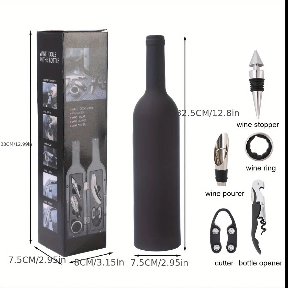 Premium Wine Tool Kit - 5-Piece Set with Corkscrew & Accessories, Perfect for Gifts, Travel & Home Bars home bar bartender set Peaceful Pleasures Health and Wellness