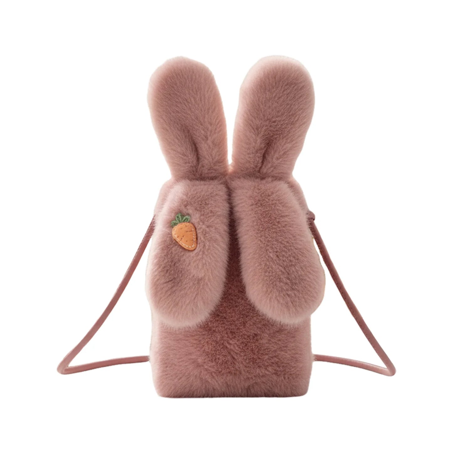 Women Faux Fur Crossbody Bag Lightweight and Stylish Rabbits Design Bag for Autumn Winter Peaceful Pleasures Health and Wellness Pink