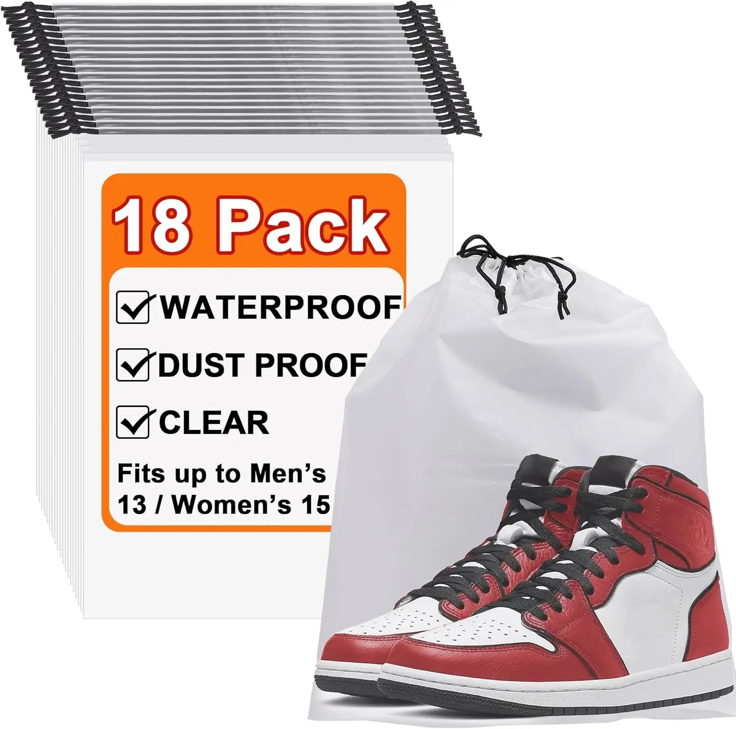 18-Pack Clear Travel Shoe Bags – Water-Resistant PEVA Drawstring Travel Accessories Peaceful Pleasures Health and Wellness United States