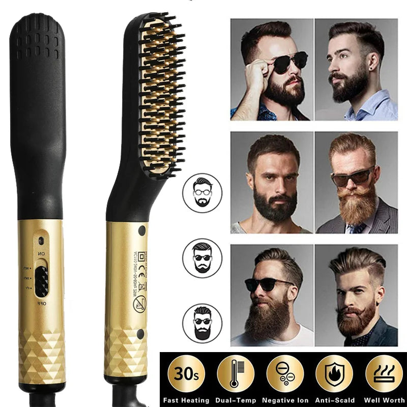 Professional Hair Straightener Multifunctional Quick Heated Men Beard Care Brush Hair Curler Brush Comb Hair Styler Tools Peaceful Pleasures Health and Wellness