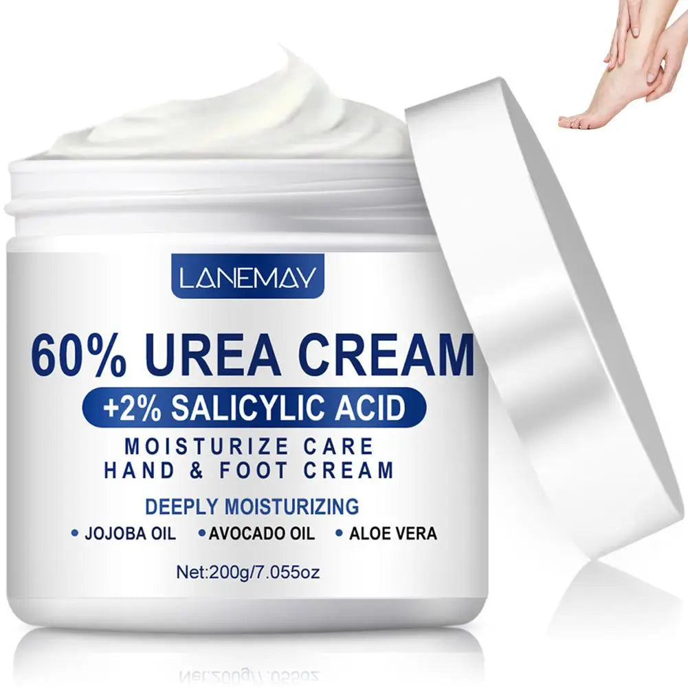 Urea Cream 60% & Salicylic Acid 2%, Foot Cream for Dry Cracked Heels Feet Knees Elbows Hands, Moisturizing Hand Foot Cream 200g Peaceful Pleasures Health and Wellness 200g