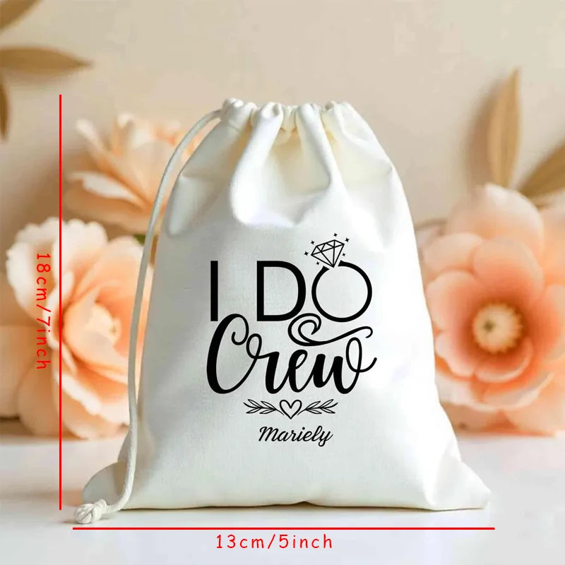 Personalized "I Do Crew" Drawstring Bags | 5-Pack Bridal Party