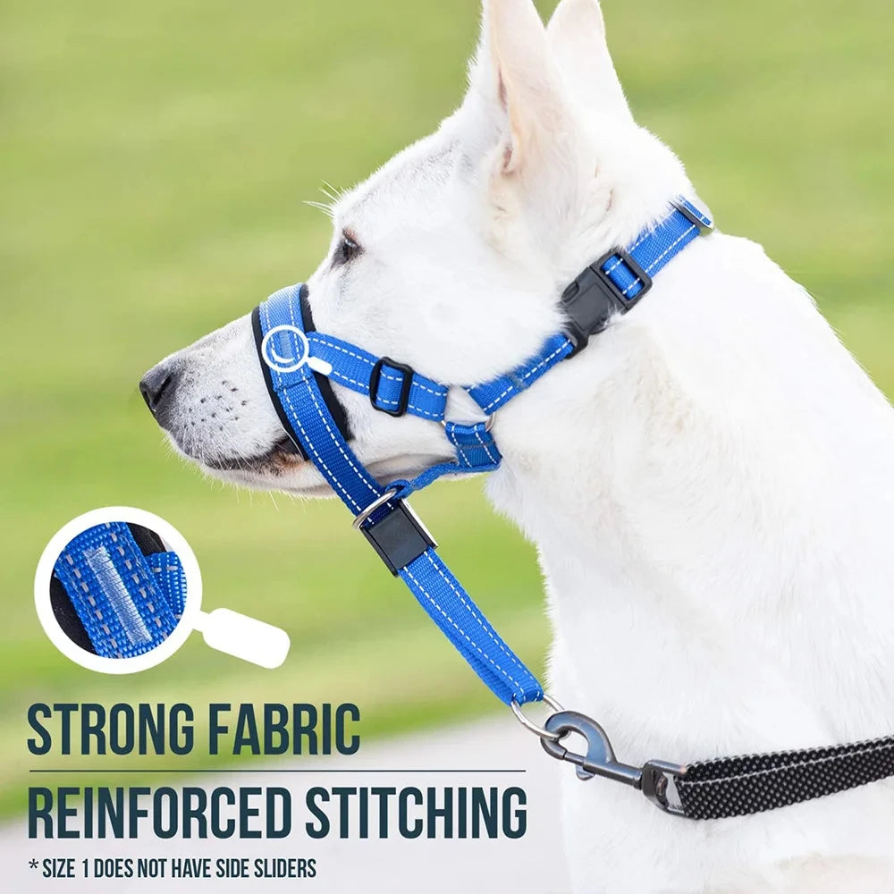 Dog Mouth Muzzle Anti Bark Dog Collar Breathable Dog Training Tool Nylon Muzzle Set With Reflective Strips Summer Pet Leashes Peaceful Pleasures Health and Wellness