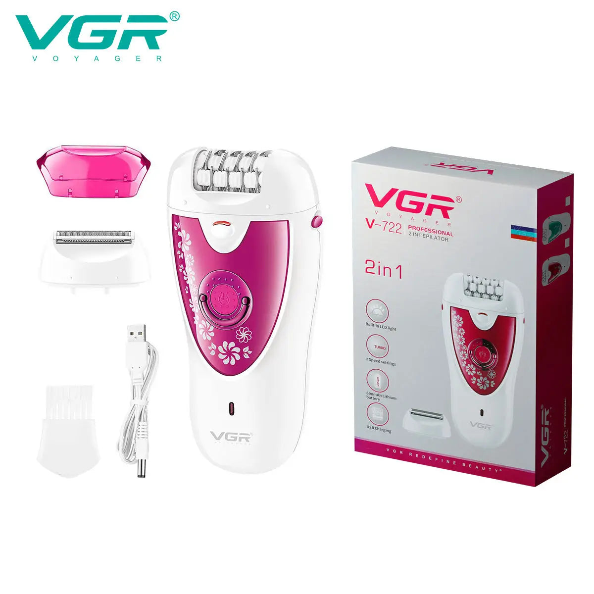VGR 722 Multi-Function Women Shaver Electric Epilator Hair Removal Body Washing Universal Voltage Peaceful Pleasures Health and Wellness