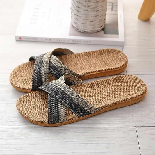 Men's Linen Flip Flops | Non-Slip Summer Slides & Sandals Men's Flip Flops Peaceful Pleasures Health and Wellness B 42-43