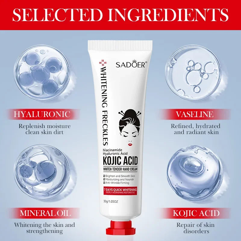 SADOER Kojic Acid Hand Cream – Brightening, Moisturizing & Nourishing 30g Peaceful Pleasures Health and Wellness