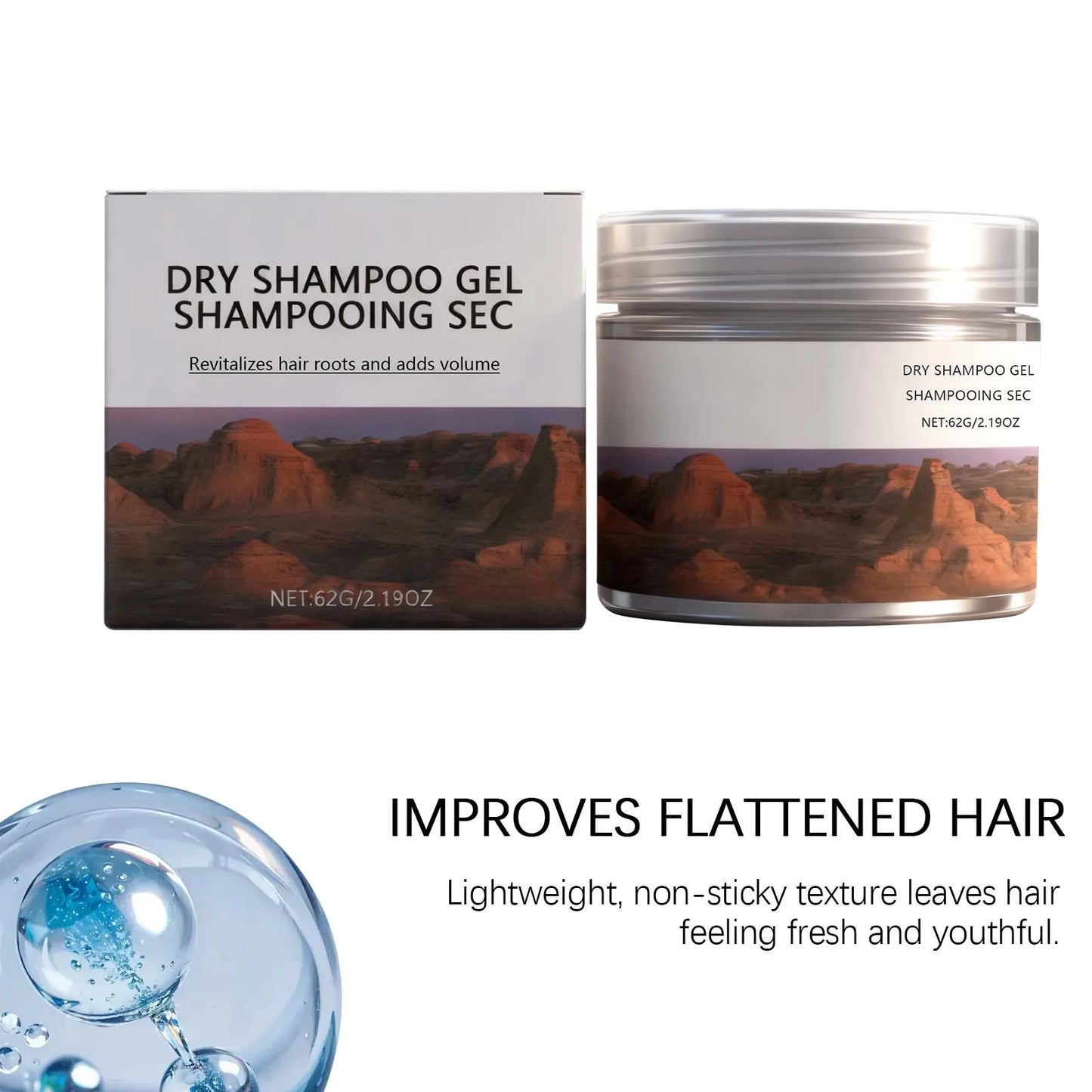 Coconut Oil Dry Shampoo Gel – No-Rinse Volume Boost 62g
