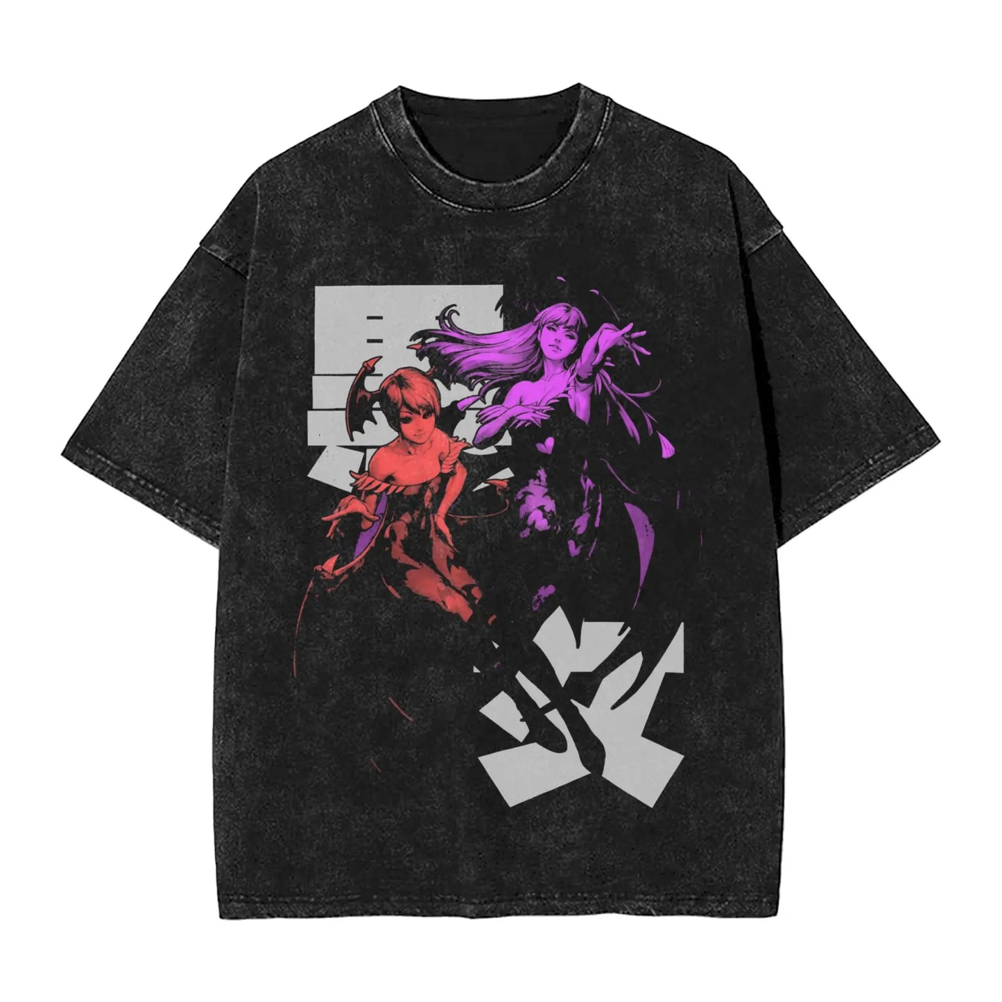Casual Morrigan Aensland T-Shirts for Men Crew Neck Cotton Washed T Shirt Vampire Short Sleeve Tee Shirt Big Size Clothes Peaceful Pleasures Health and Wellness 2 XXL