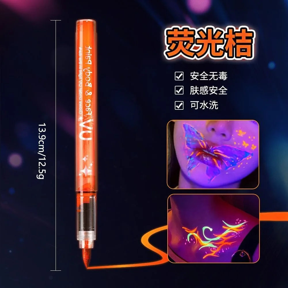 Glow in The Dark Face Paint Markers, UV Neon Body Paint Pens, Waterproof & Skin-Safe Blacklight Tattoo Markers, Washable Peaceful Pleasures Health and Wellness Grapefruit-3pcs