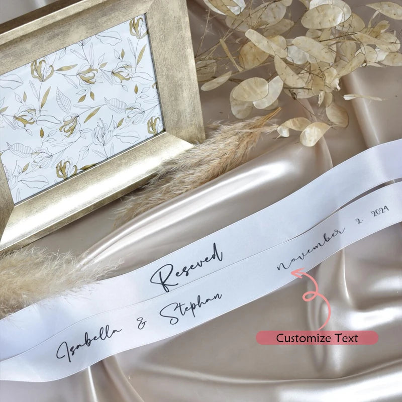 Personalized Wedding Chair Ribbon Tags Reserved Seating – 5 Pack Wedding Chair Tags Peaceful Pleasures Health and Wellness custom ribbon 5pcs