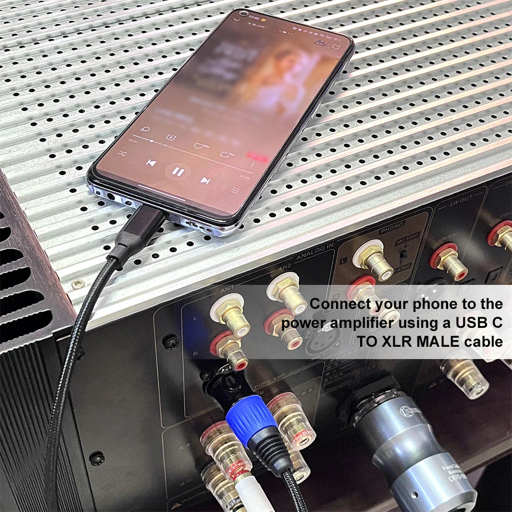 USB-C to XLR Male Cable | 24Bit/96kHz DAC, Plug & Play