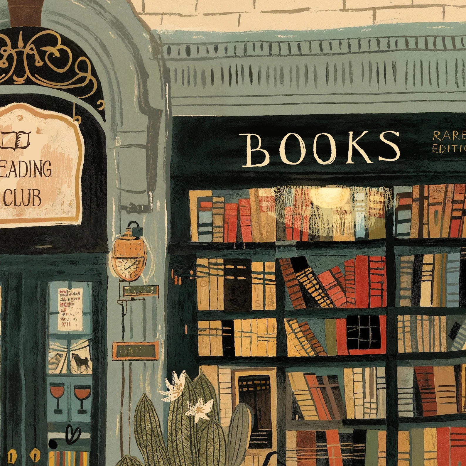 Bookstore Art Print, Cozy Bookshop Illustration, Library Wall Decor, Gift for Book Lover, Reading Nook Poster, Home Office Liter Peaceful Pleasures Health and Wellness