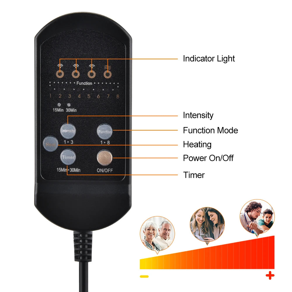 Electric Back Heating Pad Motor Vibration Massager for Back Neck Chair Seat For Car Home Office Use Portable Mat Body Relaxation Peaceful Pleasures Health and Wellness