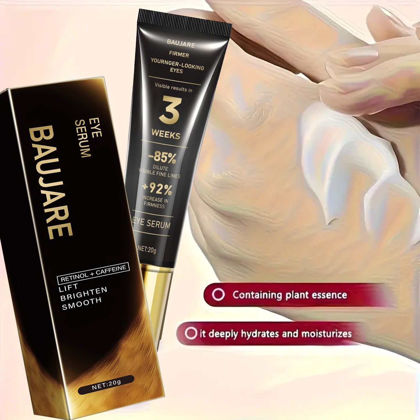 Retinol & Caffeine Eye Serum | Hyaluronic Acid, Collagen, Bee Venom Eye Serum Cream Peaceful Pleasures Health and Wellness