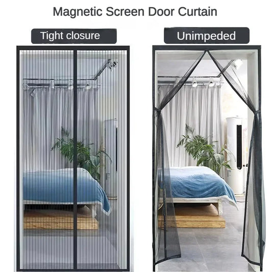 Magnetic Mesh Door Screen – Auto-Close Insect & Fly Curtain Magnetic Door Screen Peaceful Pleasures Health and Wellness White 90x210cm