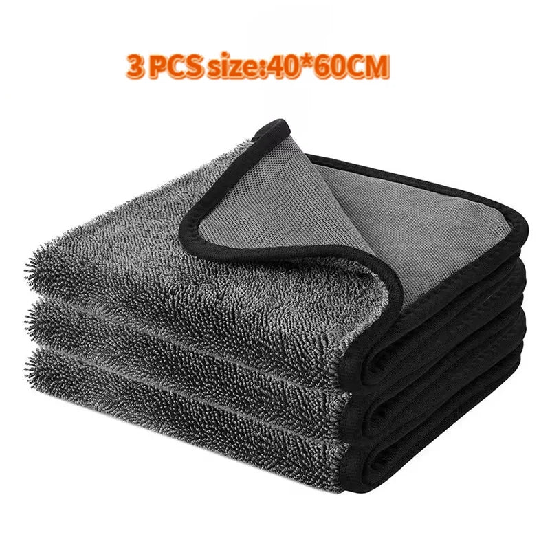 Micro Fiber Pile Auto Care Microfibre Detailing Microfiber Car Wash Cleaning Cloth Twisted Large Twist Loop Drying Towel For Car Peaceful Pleasures Health and Wellness 40x60x3pcs