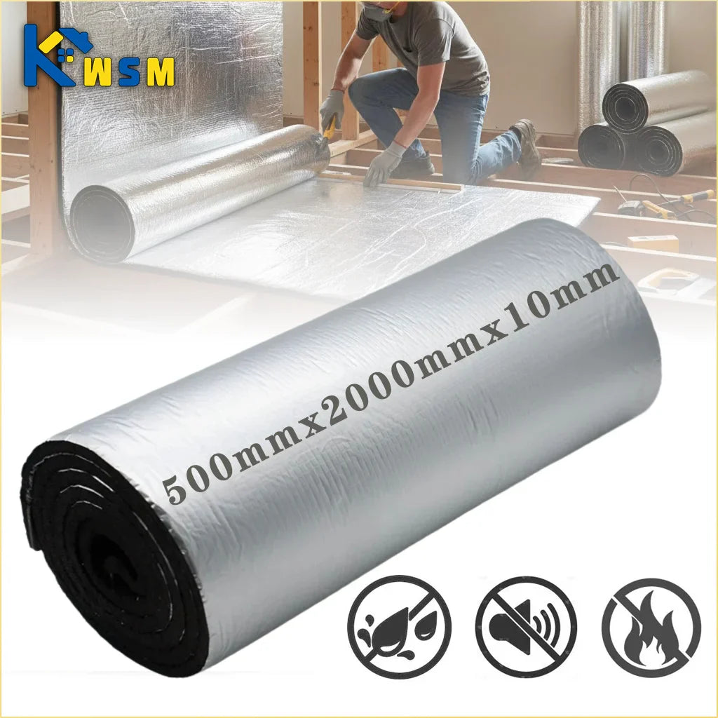 10mm NBR Foam Heat & Sound Insulation Mat Roll 500x2000mm