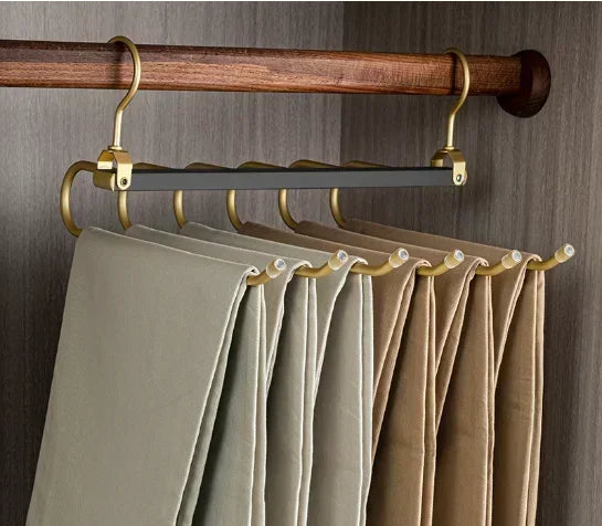 6-in-1 Telescopic Folding Pants Hanger | Space-Saving Closet Organizer for Trousers, Ties & Scarves