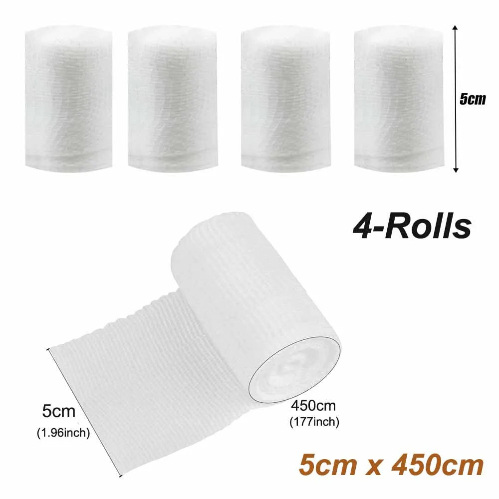 4-Pack Stretch Gauze Bandage Rolls – Soft Latex-Free Wound Care Gauze Bandage Rolls Peaceful Pleasures Health and Wellness 5 x 450cm