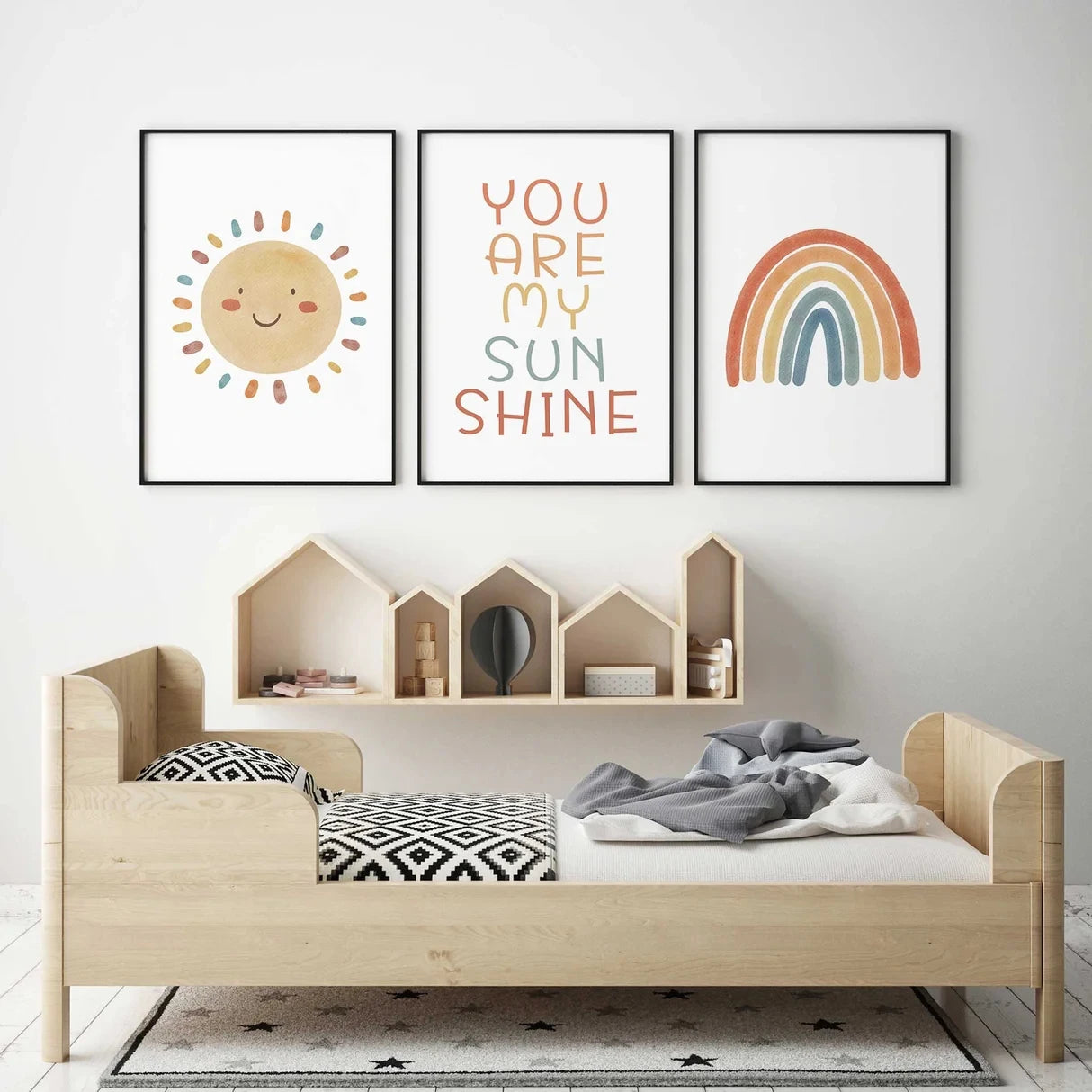 You Are My Sunshine 3-Piece Cartoon Canvas Wall Art Set