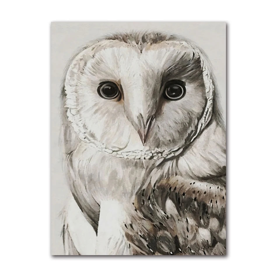 Realistic Owl Canvas Wall Art | Scandinavian Animal Poster