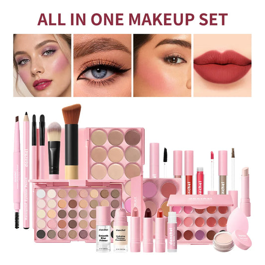 Women Beginner Makeup Gift Set Multi-functional Concealer Eye Shadow Blush All-in-One Daily Cosmetic Holiday Makeup Kit Peaceful Pleasures Health and Wellness 1set