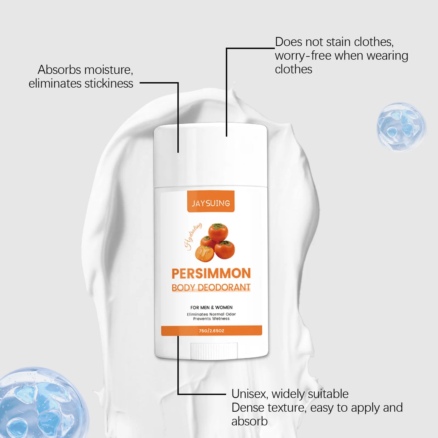Persimmon Scent Deodorant Stick Remove Body Odor Lasting Refresh Reduce Underarm Sweat Women Men Skin Underarm Antiperspirant Peaceful Pleasures Health and Wellness
