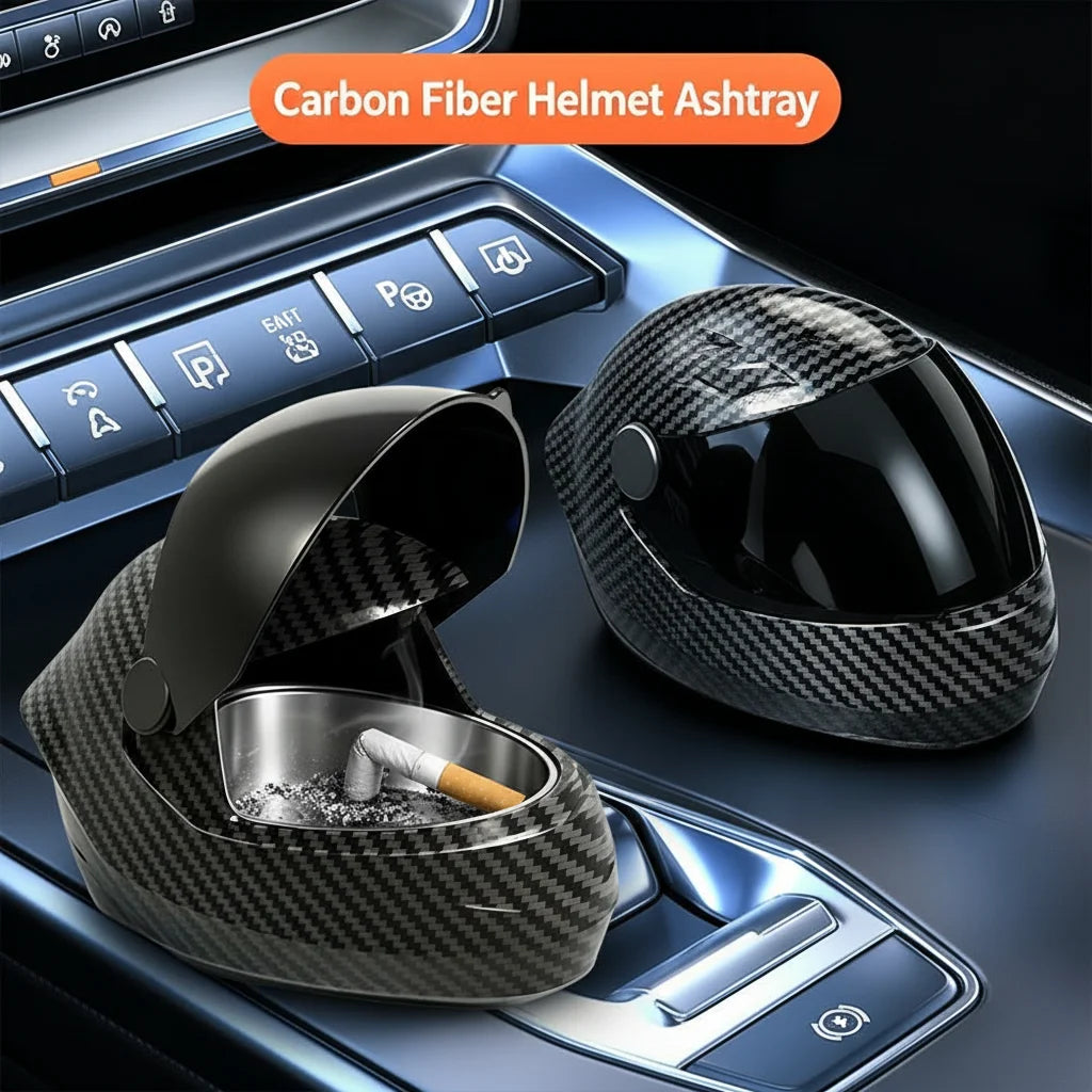 New Car Ashtray Personalized Helmet Shaped Ashtray Garbage Coin Storage Container Box Auto Car Ash Tray Interior Decor Gift Peaceful Pleasures Health and Wellness