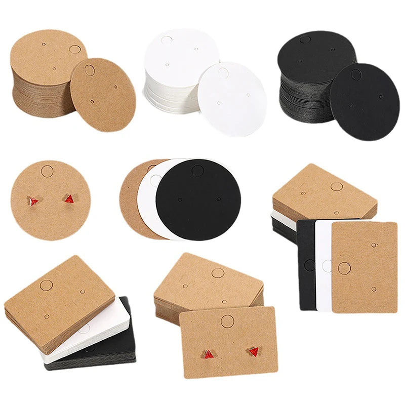 50pcs Round Kraft Paper Earring Display Cards | Jewelry Hanging Tags