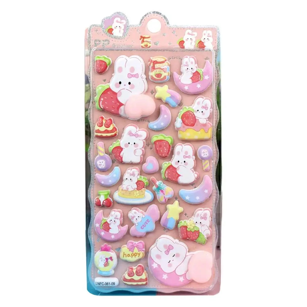 3D Puffy Squishy Cartoon Stickers – Rabbit, Capybara & Bear Stress Relief Decals Peaceful Pleasures Health and Wellness D