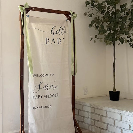 Personalized Baby Shower Welcome Sign | Custom Fabric Banner Party Banner Sign Peaceful Pleasures Health and Wellness