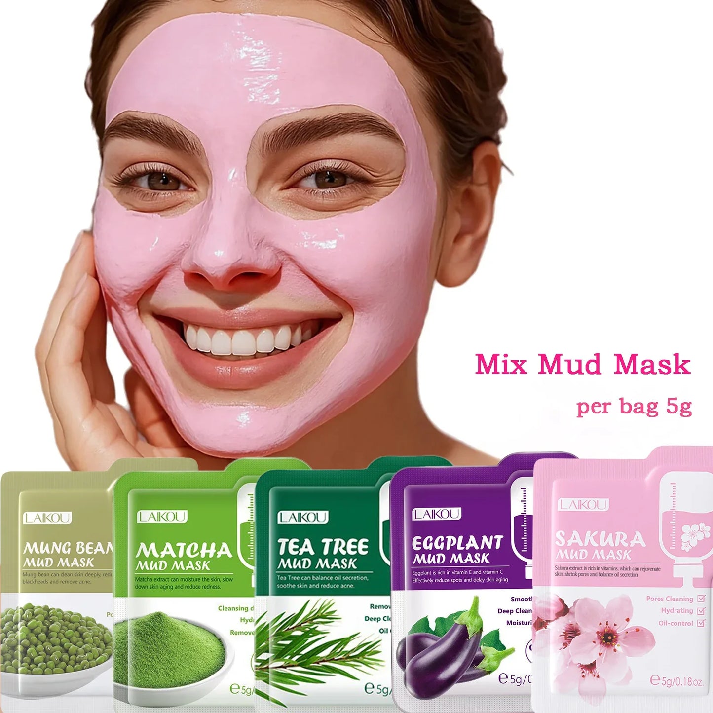 LAIKOU Sakura Sleeping Face Mask – Hydrating 5pcs Set