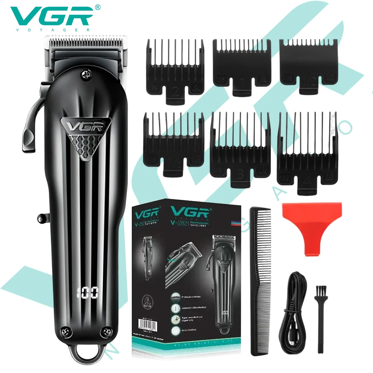 VGR Hair Trimmer Professional Hair Clipper Electric T-Blade Hair Cutting Machine 0mm LED Display Barber Trimmer for Men V-982 Peaceful Pleasures Health and Wellness 282 usb