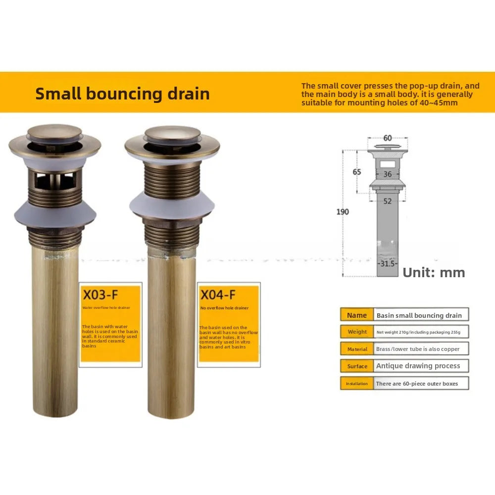 Brass Round Bottle P-Trap 1-1/4" with Pop-Up Drain – Antique Kit