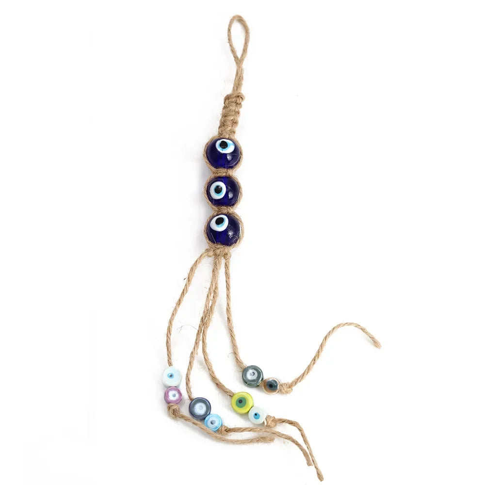 Evil Eye Charm Protection Tassel Crystals Feng Shui Car Room Decor Turkish Blue Eye Retro Glass Pendant Home Decor Gifts nordic Peaceful Pleasures Health and Wellness BE457BU00