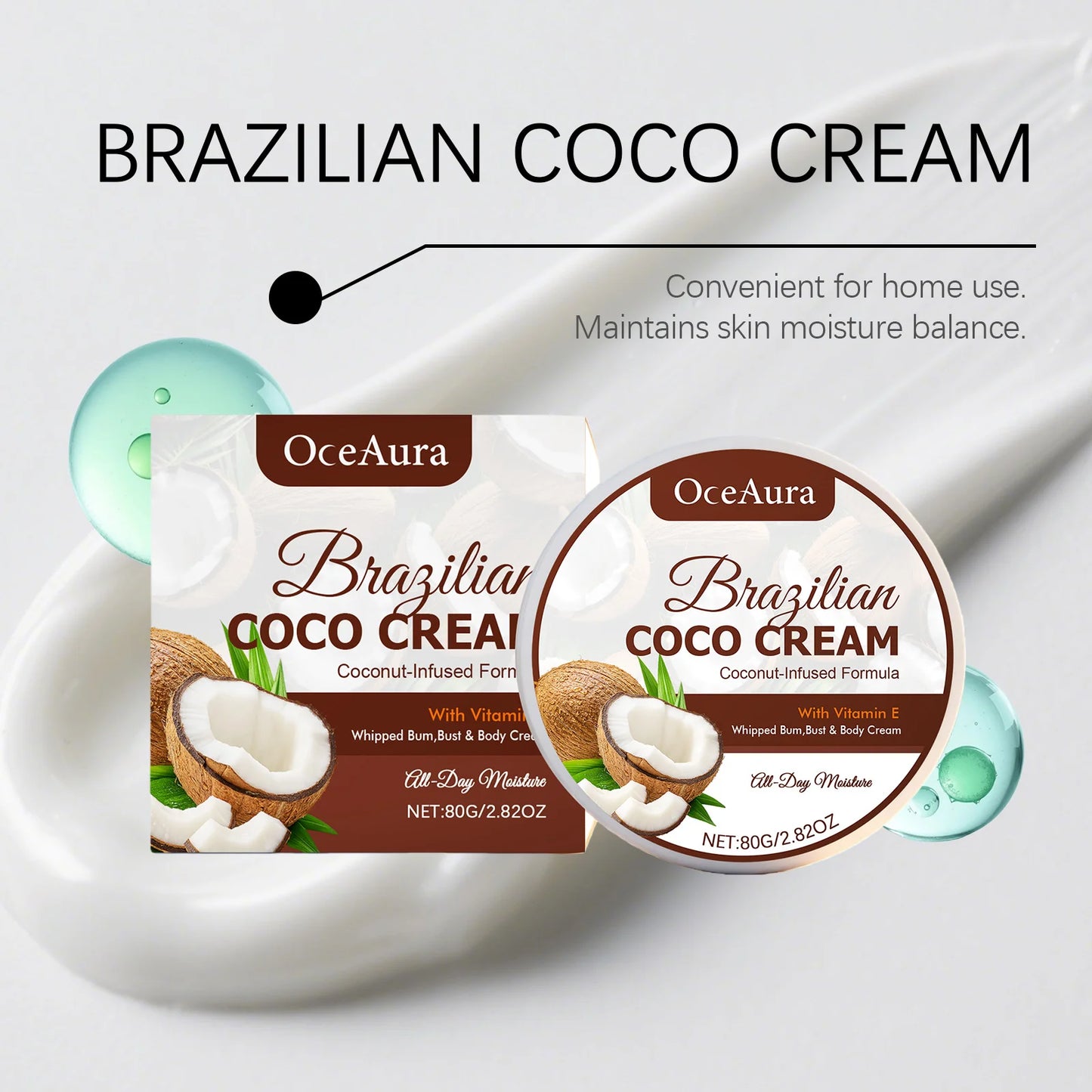 Coconut Oil Moisturizer Repair Damaged Dry Skin Deep Nourishing Brightening Anti Crack Smoothing Softening Skin Hydrating Cream Peaceful Pleasures Health and Wellness