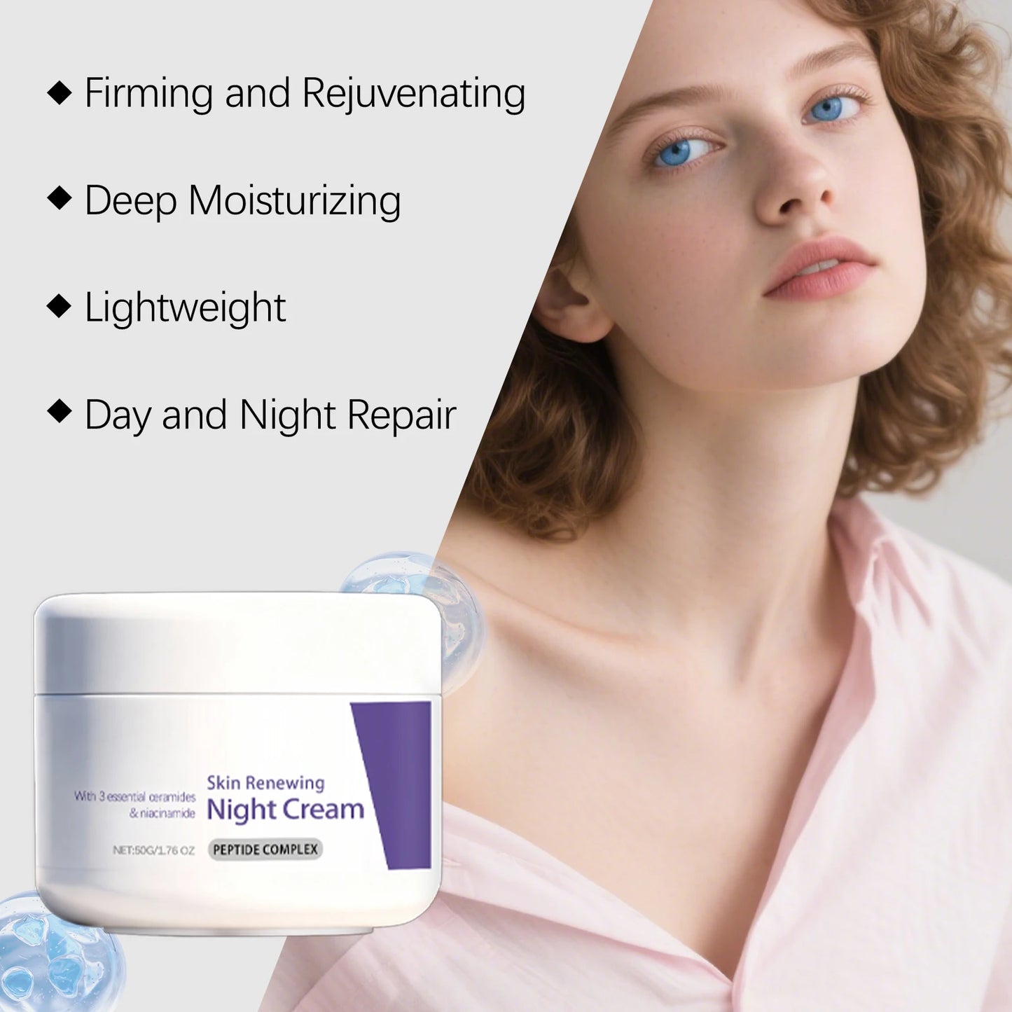 Niacinamide Brighten Night Cream Improve Dullness Inhibit Melanin Production Shrink Pores Deeply Nourish Skin Moisturizing Cream Peaceful Pleasures Health and Wellness